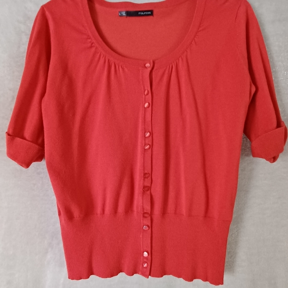 Maurices Women's Size Large Rayon Red 3/4 Sleeve Cardigan Very Soft. - Picture 2 of 12